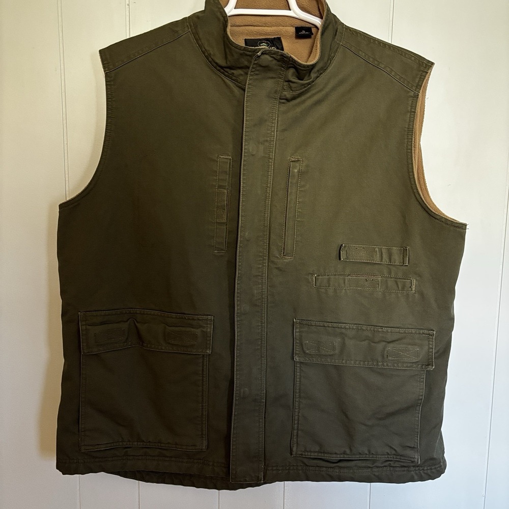 RedHead Bass Pro Mens Size XL Utility Vest Olive Green Fleece Lined Hunting